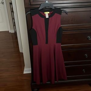 ModCloth dark red/black sleeveless knee-length swing dress